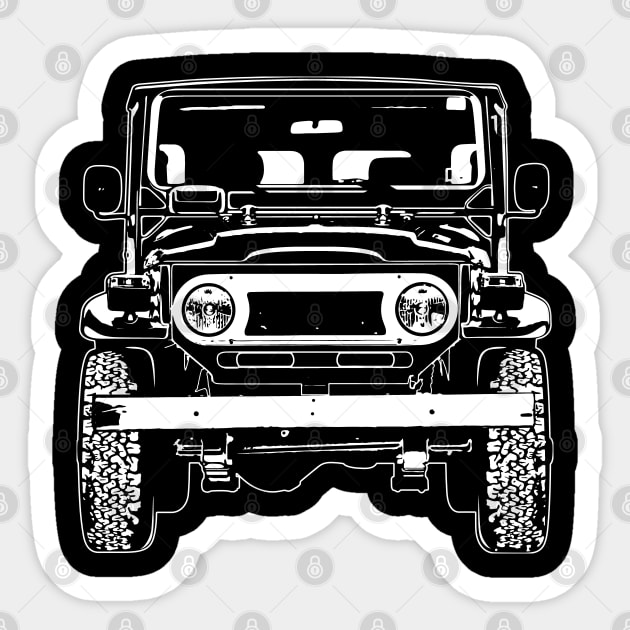 White FJ40 Land Cruiser Sketch Art Sticker by DemangDesign